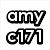 A four- shows text and images: 'amy c171' in bold black letters, a red heart outline, a giraffe head with 'girrafe' text, and a blank gray