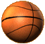 Three basketballs rendered in 3D with orange-brown tones and black lines, positioned in a triangular arrangement against a gray background.