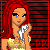 Animated contact sheet of a pixel-art character with red hair and blue eyes crying while holding a white tissue, set against a red striped background with text appearing in some frames.