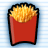 Pixelated red container filled with golden-brown fries against a light blue checkered background.