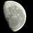 Pixelated moon image on black background with yellow text on red background reading 'IMA put U 2 bed!!!!!! 4 MA BFF LOZ!!!!! MICHELE!!!'
