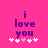 Pixelated text 'i love you' in purple on bright pink background with white and light pink hearts below.