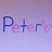 Pixelated text and symbols on a pink background with a light purple gradient section showing "Peter" and a heart symbol.