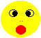 Yellow circular face with red mouth and pink nose, displaying multiple expressions including open eyes with black pupils, closed eyelashes, smiling, and crying tears.