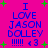 A bright pink background with green plus signs and blue text reading "I LOVE JASON DOLEY !!!!! <3" arranged in a pattern