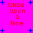 A bright pink background with red text reading "Once Upon A Time" and scattered blue plus signs in a pattern