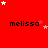 Red background with repeated 'melissa' text and white/pink star animations; four of text with star clusters shifting across frames