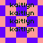 Pixelated text 'kaitlyn' repeated across a of alternating pink and purple diamond shapes with visible pixelation