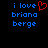 Pixelated text reads 'i love briana berge' with a red heart symbol replacing the word 'love' in the left view, blue text on black background.