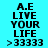 Pixelated text displays 'A.E LIVE YOUR LIFE' with arrow and numbers on cyan, purple, red, and gray backgrounds.