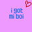 A static pixel art image with a light purple background, blue text reading "i got mi boi" on both sides, and a red heart symbol above the left text.