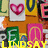 Pixelated static image showing a grid of colorful icons including a pink heart, stylized letters, and a rainbow-like shape on a brown background.