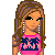 Pixel art contact sheet showing a female character in various poses with pink and purple clothing, holding a pink purse, and featuring the text "Lil shorti" on a black background.