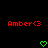Red pixelated text 'Amber<3' appears twice on a black background with green heart symbols below each instance.
