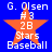 Blue background with orange star and white text reading G. Olsen #3 2B Stars Baseball in two identical vertical arrangements.