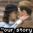 "our story on resume" text overlay appears over two people kissing, then changes to "cloromet" with a new scene of three figures by water.
