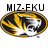 Two side-by-side oval icons with yellow and black tiger stripes, each containing a pixelated tiger face, under black text reading "MIZ-FKU MIZZOU #1".