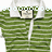 Pixelated green striped jacket with white zipper, black collar trim, and a small dark button on the right chest.