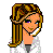 Pixel art buddy icon featuring a female character with long blonde hair wearing a white jacket and checkered pants, alongside text reading "basketball and soccer lover" on the right side of the image.