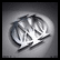 Static grayscale buddy icon featuring a stylized circular logo with abstract geometric shapes and light/dark contrast, set against a gradient background.