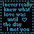 four identical displaying pixelated blue text on black background with heart symbols