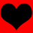 Two solid black heart shapes on a bright red background, positioned side-by-side with no visible animation or text.
