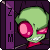 Animated contact sheet of a green alien character with pink eyes and red collar, displayed in 8 frames across a 3x3 grid layout with one empty space.