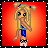 Pixelated character with blonde pigtails in blue outfit covering mouth on red gradient background, surrounded by text phrases like 'wow', 'I didn't know', 'UGLY' in white pixelated font.