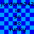 Blue and dark blue checkered background with repeated text elements in dark blue pixelated font.