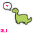 Green dinosaur with speech bubble containing colored 'Y' symbol, six variations of text and color changes below.