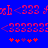 Blue background with red pixelated text and symbols, including repeated '<333' sequences and star-like shapes.
