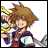 A pixelated 48x48 animated buddy icon featuring a Kingdom Hearts character on the left and text elements on the right, displayed as a contact sheet with two frames.
