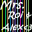 Pixelated white text on black background with vertical colored stripes, displaying 'MRS ROY' and '4 NEW 5' in three rows.