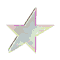 Animated sequence of a star-shaped icon with shifting color blocks in purple, green, and light gray against a solid gray background.