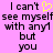 Pixelated text on pink background with yellow heart symbol replacing 'love' in 'I can't see myself with any but you'