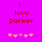 Pixelated red text on bright pink background reads "i love parker" with five heart symbols below, two versions differ in heart coloration.