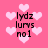 Pink background with repeating light pink hearts and black text 'lydz lurs no1' in four quadrants, showing animation changes between frames.