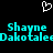 Pixelated cyan text 'Shayne Dakotalee' repeated twice on black background with white pixel heart above, static image.