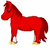 Red horse with yellow hooves in five variations showing different saddle and leg cover colors.
