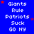Blue background with white text repeating 'Giants Rule Patriots Suck GO NY' in four , red and purple stars scattered throughout