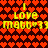 Red heart pattern background with yellow text repeating 'I Love Matt=33' in two , each showing identical static content