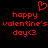 Red pixelated text and heart symbol on black background, two identical side-by-side layouts with 'happy valentine's day<3' below a heart.