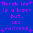 Blue background with pink pixelated text and purple stars, displaying repeated phrases about 'Derek Lee' in a static layout.