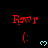 Red text and blue heart icons arranged in a on a black background with a gray overlay at bottom right