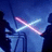 Two show a blue-toned scene with crossed lightsabers; the right displays text reading "YEAH. I'M A STAR WARS FAN."