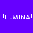 Four display the text '!HUMINA!' in white pixelated font against varying solid backgrounds including purple, dark purple, black, and deep purple