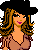 Animated contact sheet of a cowgirl-themed buddy icon showing multiple frames with pixelated character details and text elements.