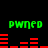 Green text 'PWNED' appears twice above red bar graphs on a black background, with the bars changing height across frames.