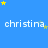 Blue background with repeated white text 'christina' and scattered yellow stars, some of which are partially obscured by a gray rectangle in the bottom-right corner.