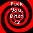 Four identical red and black spiral patterns with white text reading "Fuck You, Bitch :3" arranged in a on a solid red background